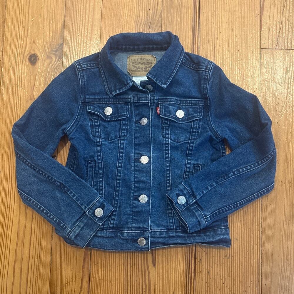 Levi Strauss & Co dark‎ wash denim girls button jacket SIZE S - Picture 1 of 4